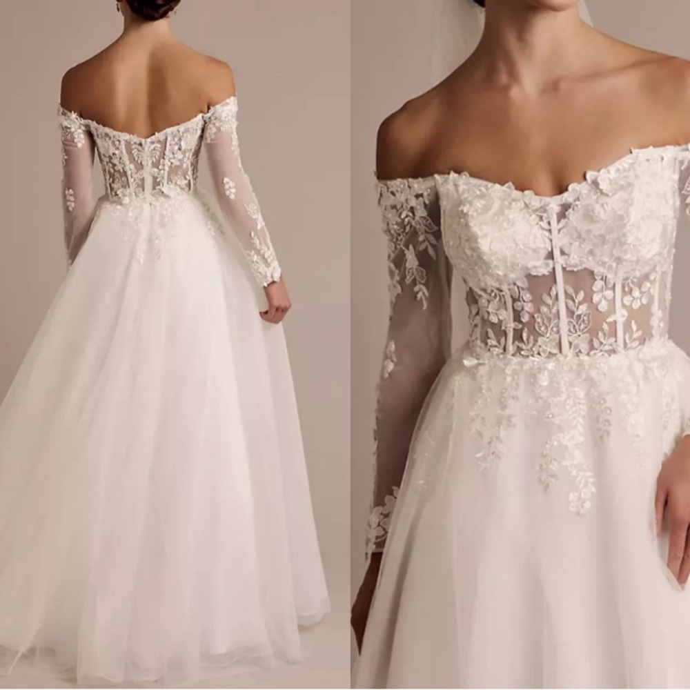 Elegant White Off-Shoulder Lace Wedding Dress